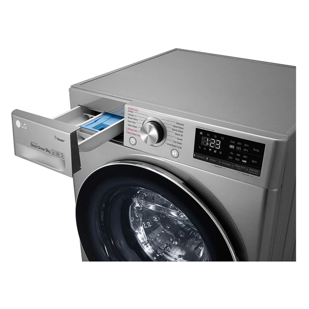 washing machine lg f4v5vyp2t 9kg silver 9